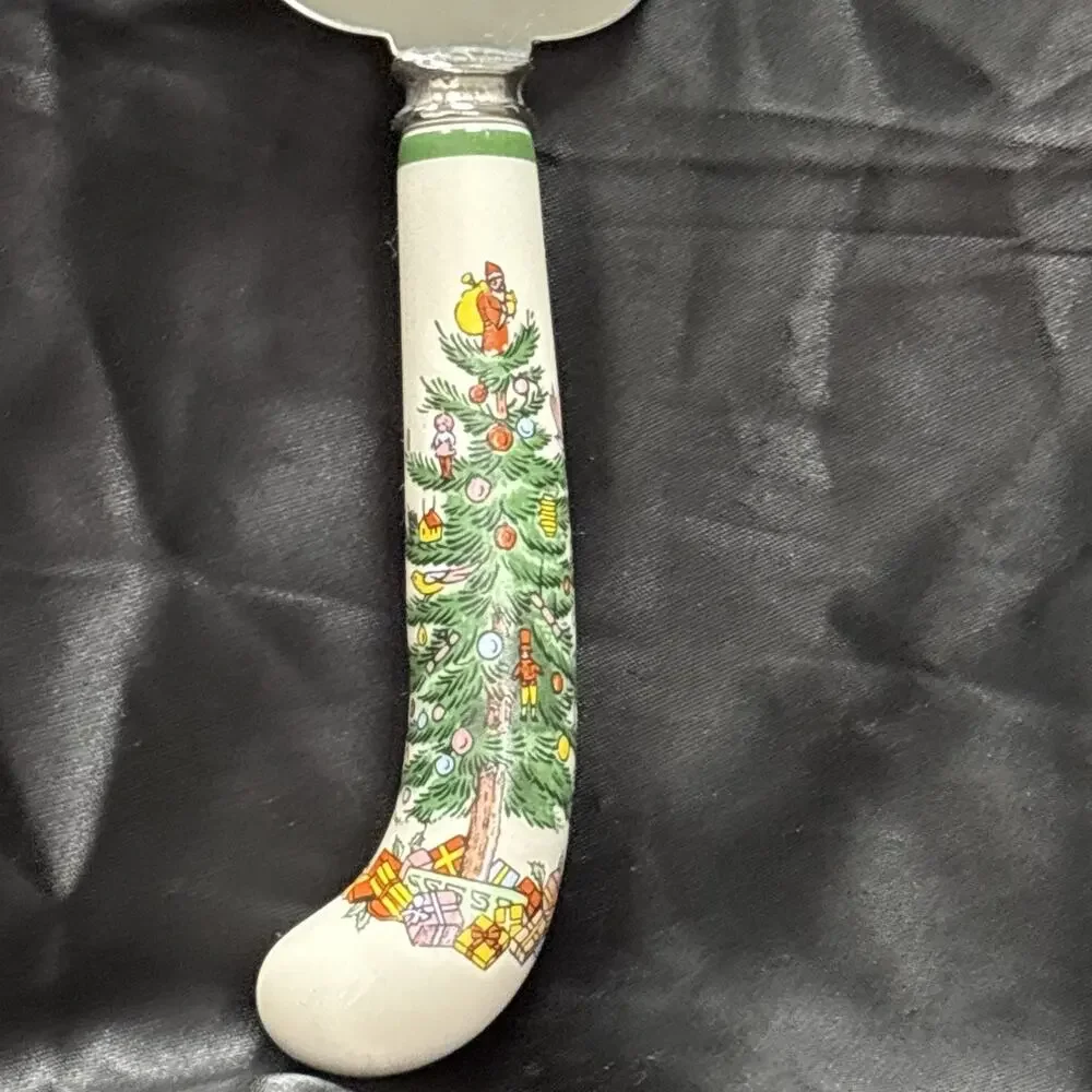 Sheffield Spode Christmas Tree England Server Stainless Steel Porcelain Handle